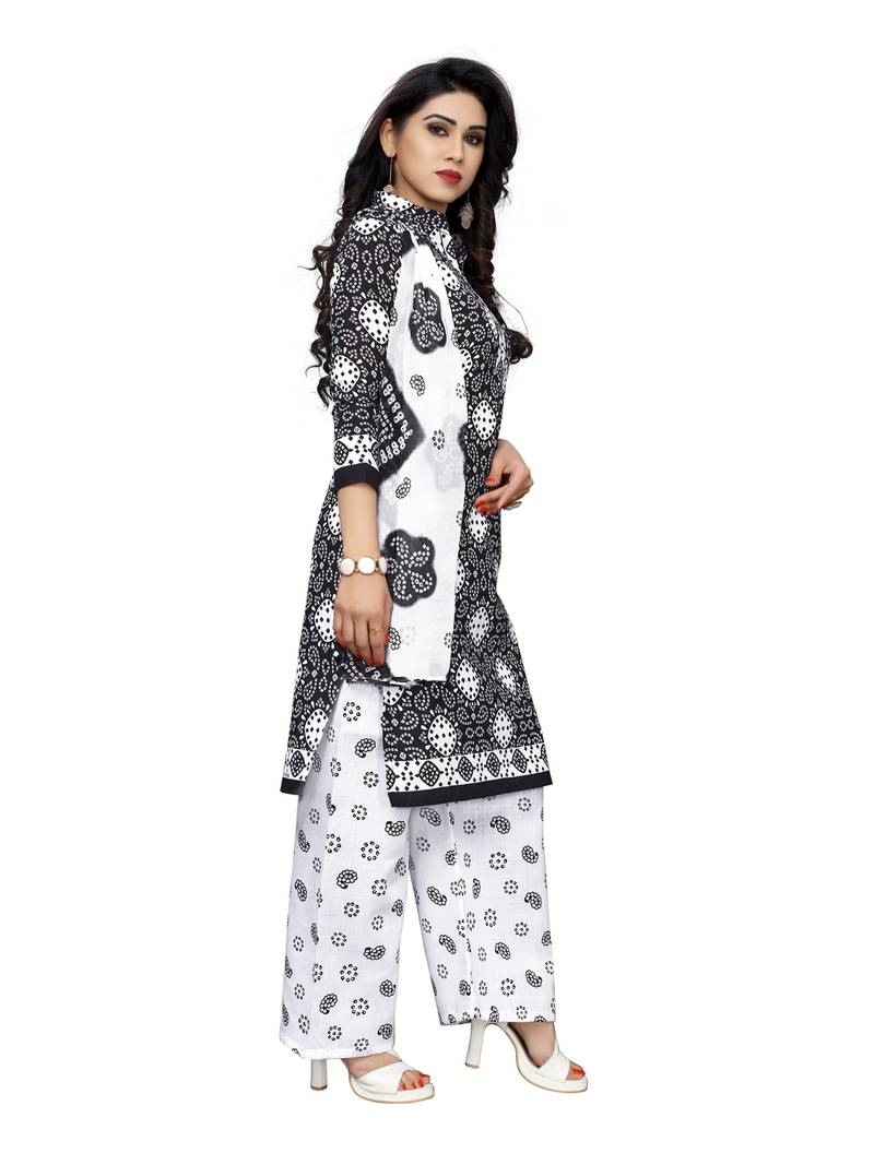black cotton unstitched cotton salwar kameez