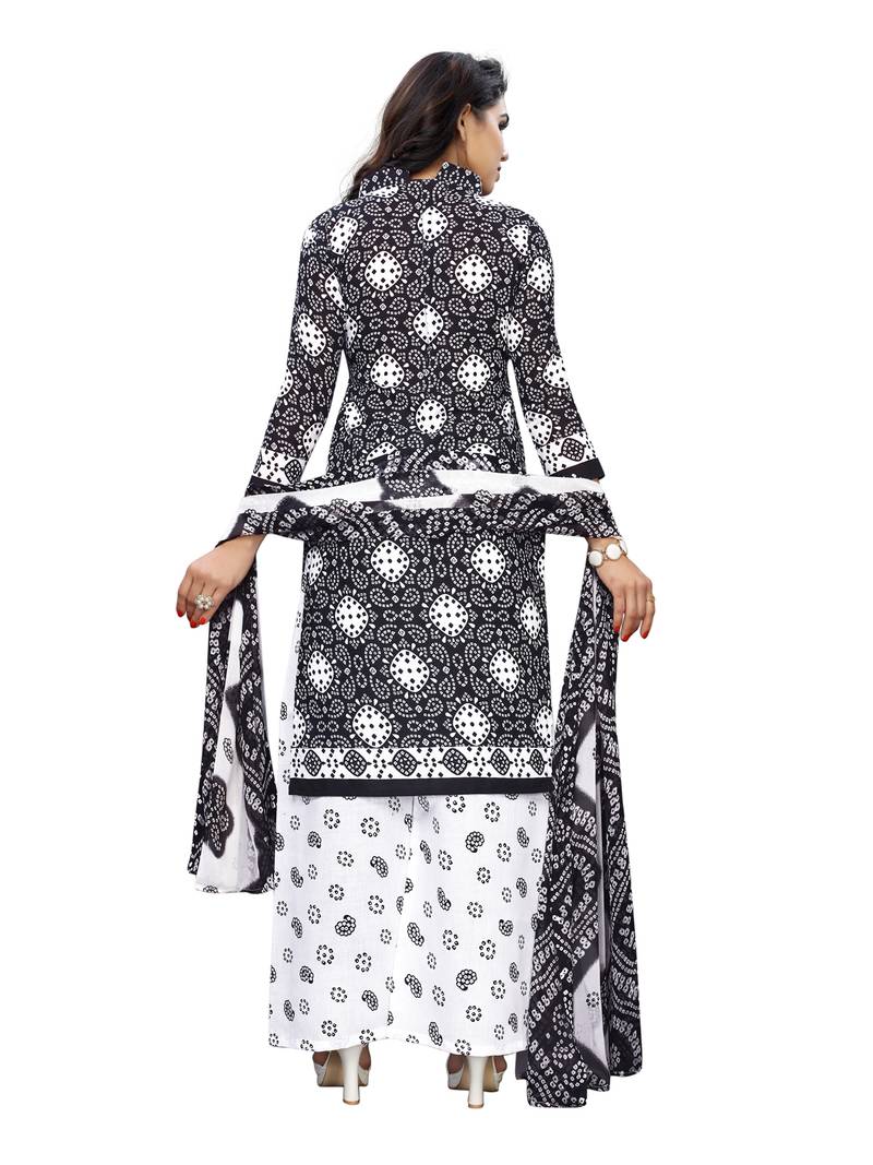 black cotton unstitched cotton salwar kameez
