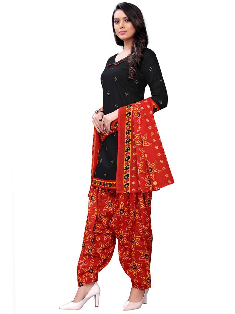 black cotton unstitched cotton salwar kameez