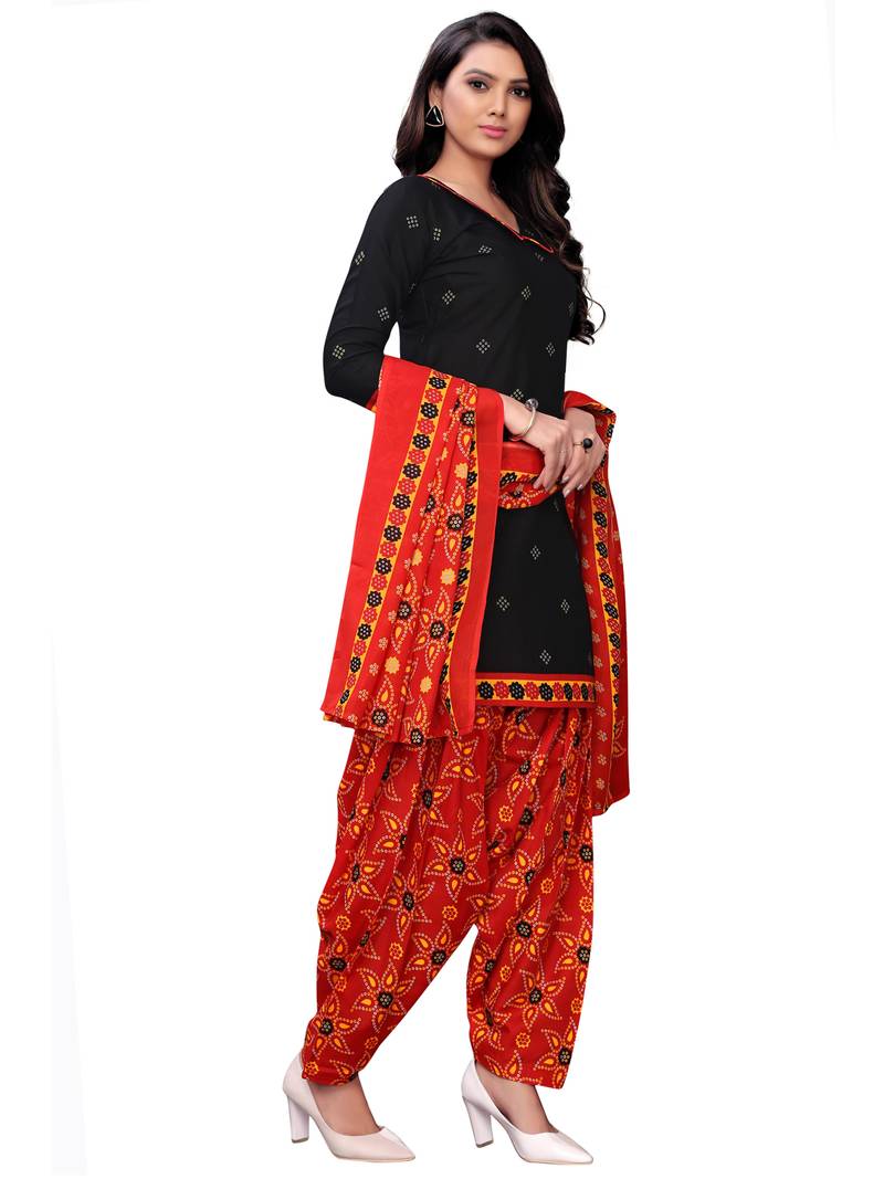 black cotton unstitched cotton salwar kameez
