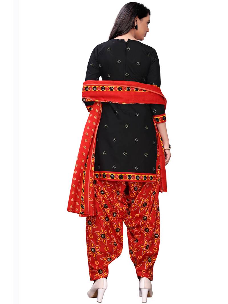 black cotton unstitched cotton salwar kameez