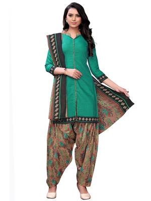 teal cotton unstitched cotton salwar kameez 2