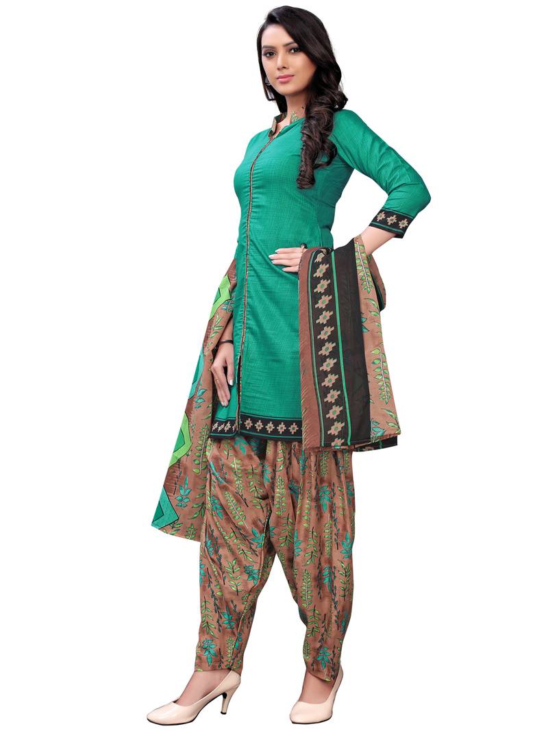 teal cotton unstitched cotton salwar kameez