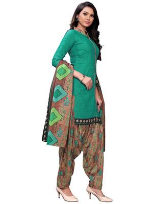 teal cotton unstitched cotton salwar kameez 4