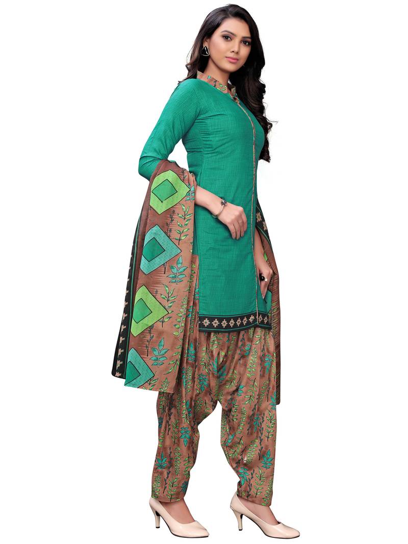 teal cotton unstitched cotton salwar kameez