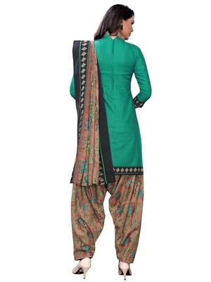 teal cotton unstitched cotton salwar kameez 5