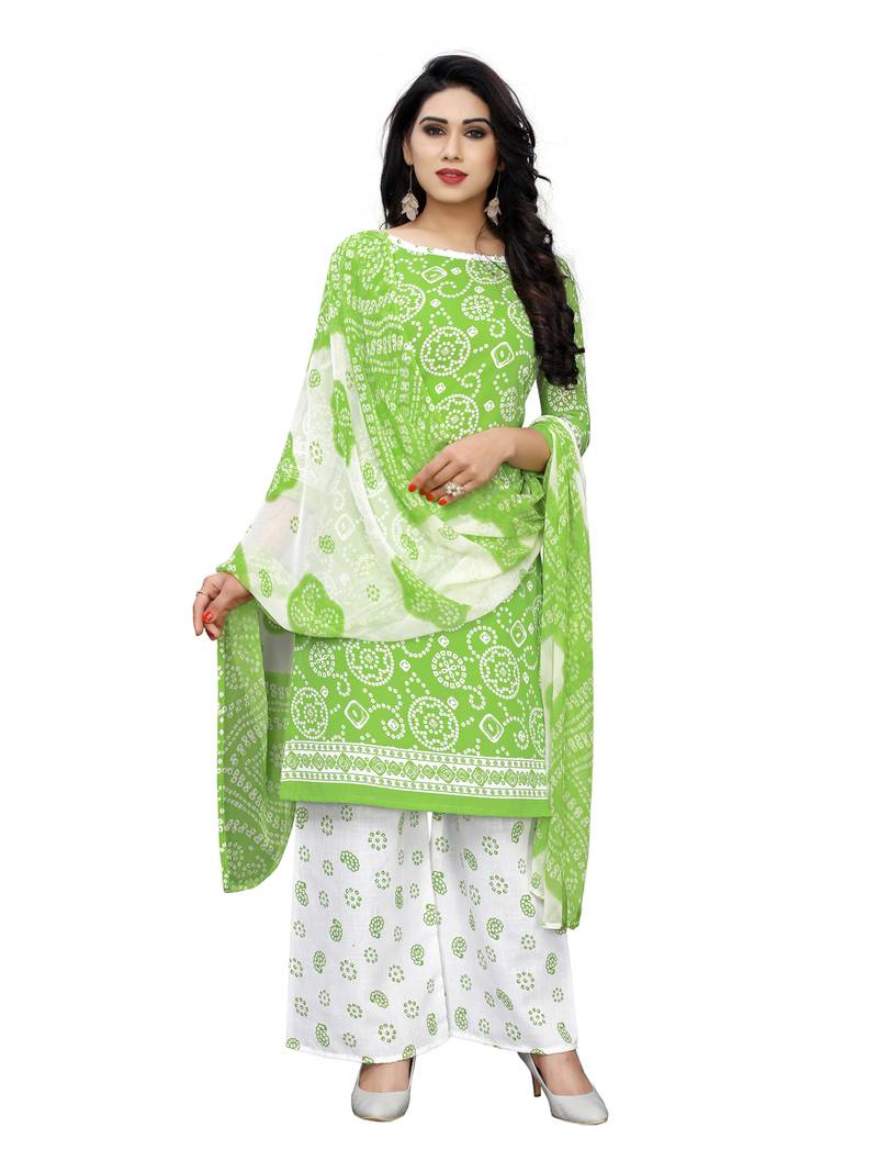 green cotton unstitched cotton salwar kameez