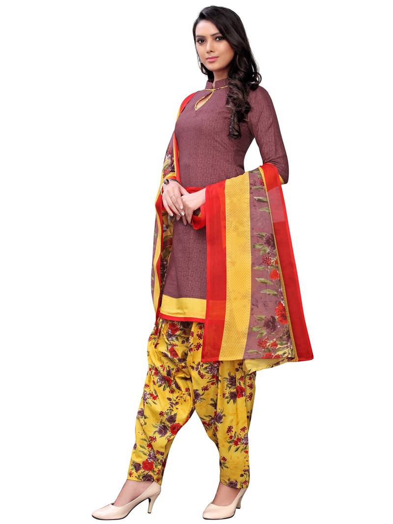 pink cotton unstitched cotton salwar kameez