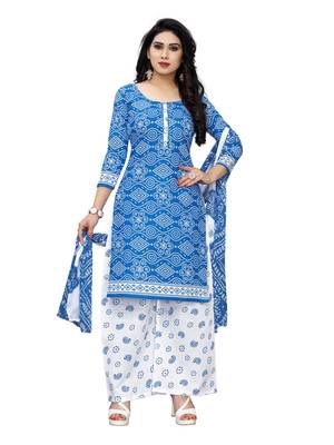 blue cotton unstitched cotton salwar kameez 2