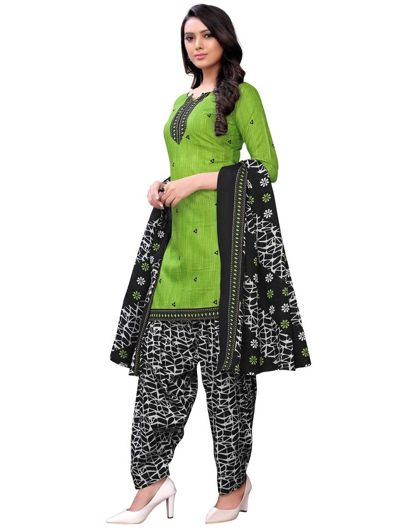 green cotton unstitched cotton salwar kameez