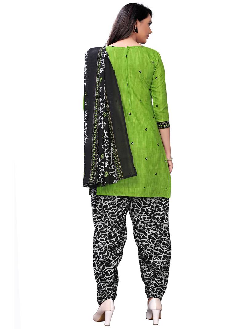 green cotton unstitched cotton salwar kameez