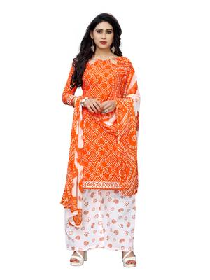 orange cotton unstitched cotton salwar kameez 2