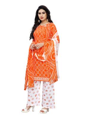 orange cotton unstitched cotton salwar kameez 3