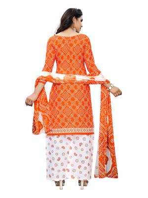 orange cotton unstitched cotton salwar kameez 4