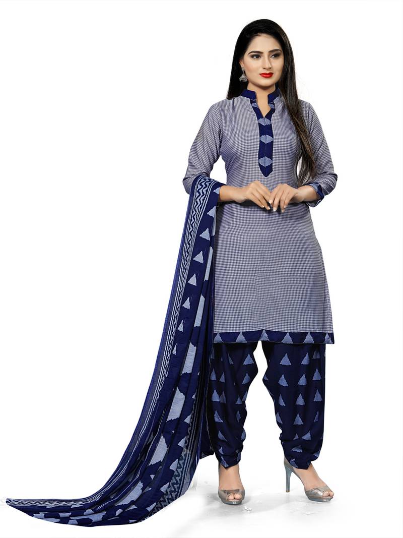 grey cotton unstitched cotton salwar kameez