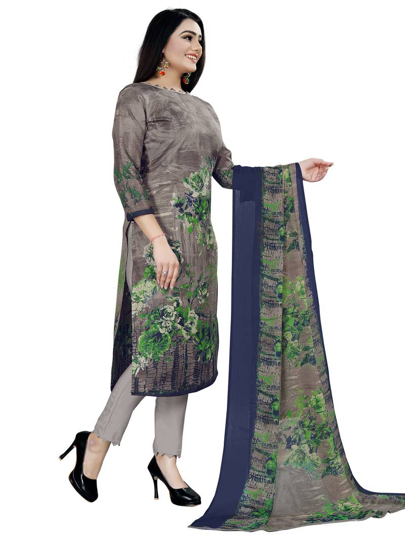 grey cotton unstitched cotton salwar kameez