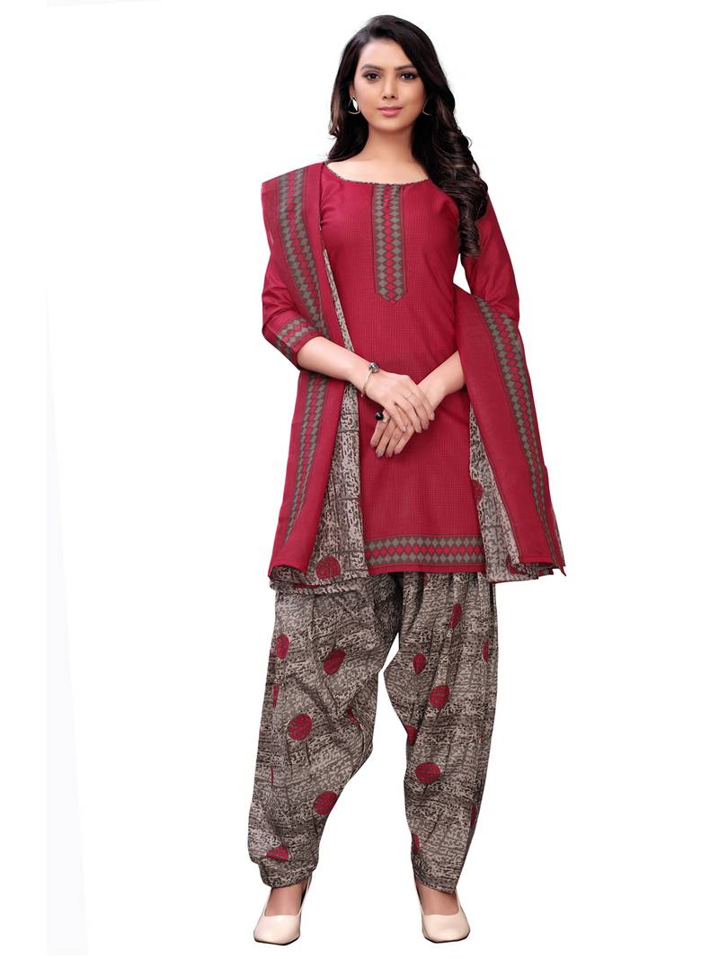 pink cotton unstitched cotton salwar kameez