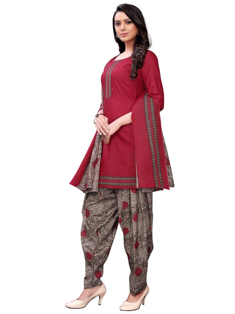 pink cotton unstitched cotton salwar kameez
