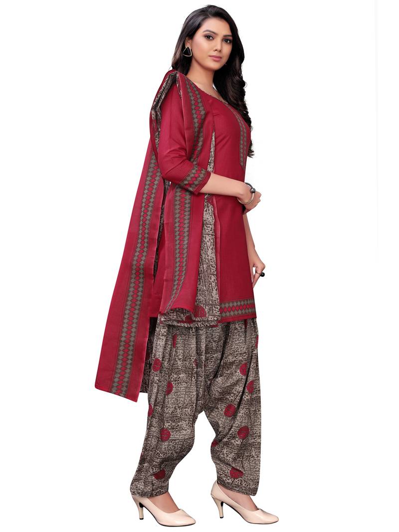 pink cotton unstitched cotton salwar kameez