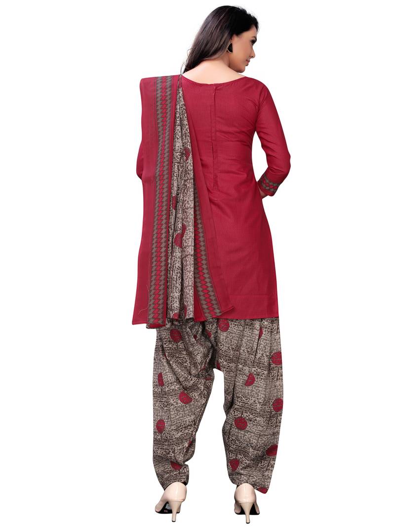 pink cotton unstitched cotton salwar kameez