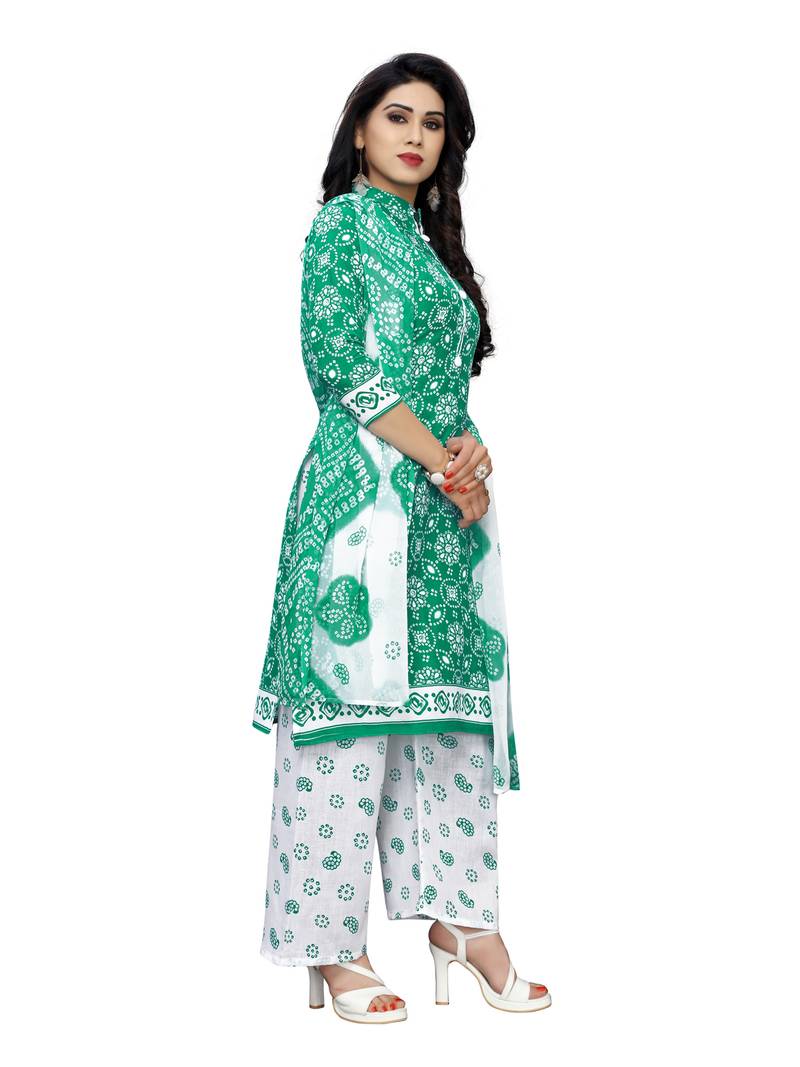green cotton unstitched cotton salwar kameez