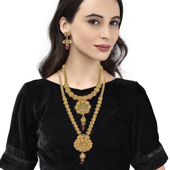 Gold Plated Long and Short Necklace Set For Women 2