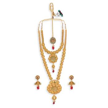 Gold Plated Long and Short Necklace Set For Women 3