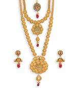 Gold Plated Long and Short Necklace Set For Women