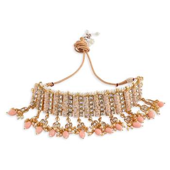 Gold Plated Pink Meenakari Choker Set 3
