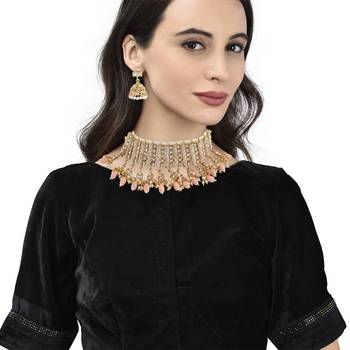 Gold Plated Pink Meenakari Choker Set 7