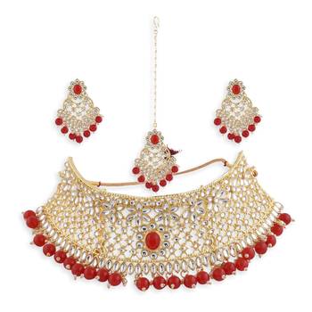 Gold Plated Stone Studded Designer Choker Set 3