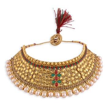 Gold Plated Stone Studded Traditional  Choker Set 3