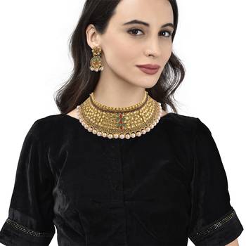 Gold Plated Stone Studded Traditional  Choker Set 7