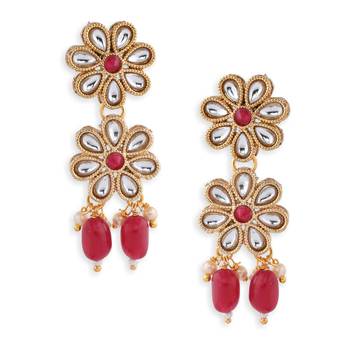 Red Stone Kundan Choker Necklace Set 4