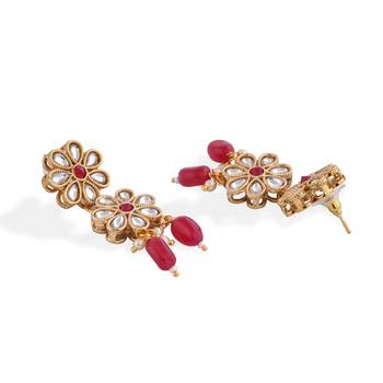 Red Stone Kundan Choker Necklace Set 5