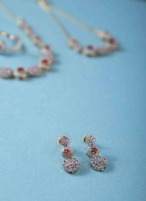 American Diamond Ruby Necklace Set with Earrings, Bracelet, and Ring 5