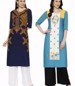 1 Stop Fashion Women's Multicoloured Digital printed Crepe Knee long kurtas/kurtis