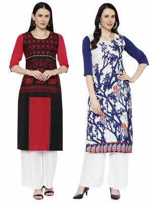 1 Stop Fashion Women's Multicoloured Digital printed Crepe Knee long kurtas/kurtis 1