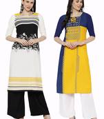 1 Stop Fashion Women's Multicoloured Digital printed Crepe Knee long kurtas/kurtis