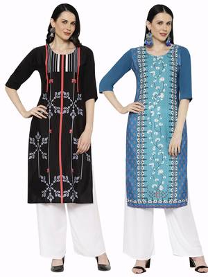 1 Stop Fashion Women's Multicoloured Digital printed Crepe Knee long kurtas/kurtis 1