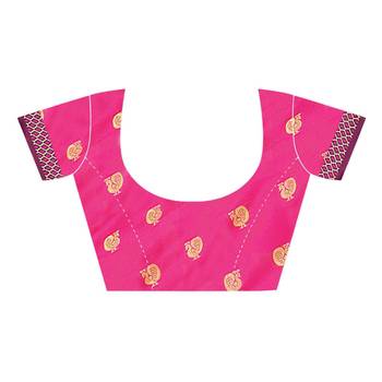 Pink Woven  Cotton Silk Saree With Blouse 7