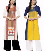 1 Stop Fashion Women's Multicoloured Digital printed Crepe Knee long kurtas/kurtis