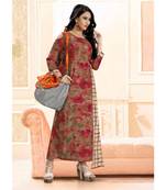orange printed rayon long kurtis
