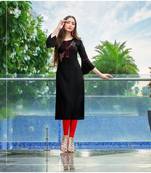 black hand work rayon straight fit kurtis