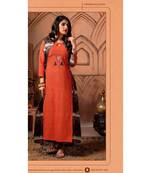orange printed cotton long kurtis