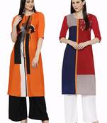 1 Stop Fashion Women's Multicoloured Digital printed Crepe Knee long kurtas/kurtis