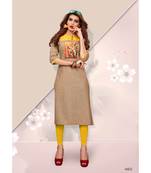 yellow digital print rayon straight fit kurtis