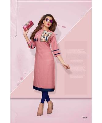 pink digital print rayon straight fit kurtis 1
