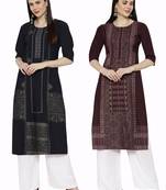 1 Stop Fashion Women's Multicoloured Digital printed Crepe Knee long kurtas/kurtis