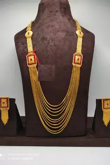 Gold Plated Multi Layer Necklace Set For Womens